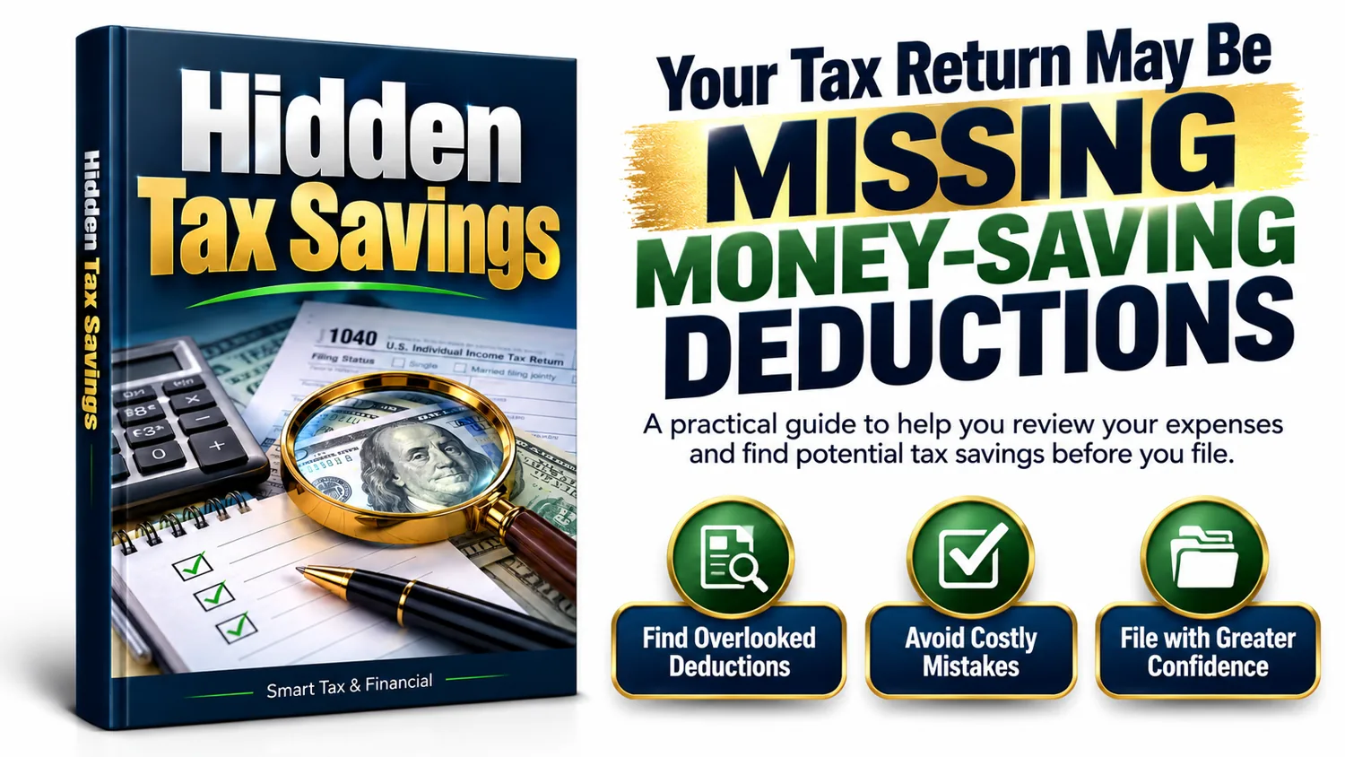Hidden Tax Savings sales graphic with official 3D report cover